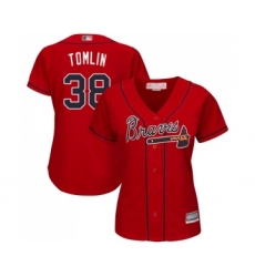 Women's Atlanta Braves #38 Josh Tomlin Replica Red Alternate Cool Base Baseball Jersey