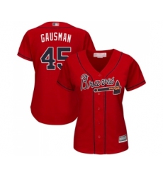 Women's Atlanta Braves #45 Kevin Gausman Replica Red Alternate Cool Base Baseball Jersey