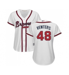 Women's Atlanta Braves #48 Jonny Venters Replica White Home Cool Base Baseball Jersey
