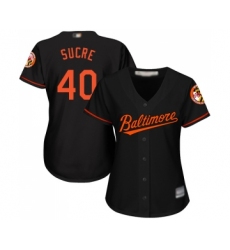 Women's Baltimore Orioles #40 Jesus Sucre Replica Black Alternate Cool Base Baseball Jersey