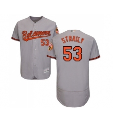 Men's Baltimore Orioles #53 Dan Straily Grey Road Flex Base Authentic Collection Baseball Jersey