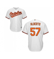 Men's Baltimore Orioles #57 Hanser Alberto Replica White Home Cool Base Baseball Jersey
