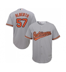 Youth Baltimore Orioles #57 Hanser Alberto Replica Grey Road Cool Base Baseball Jersey