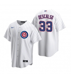 Men's Nike Chicago Cubs #33 Daniel Descalso White Home Stitched Baseball Jersey