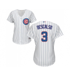 Women's Chicago Cubs #3 Daniel Descalso Authentic White Home Cool Base Baseball Jersey