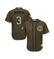Youth Chicago Cubs #3 Daniel Descalso Authentic Green Salute to Service Baseball Jersey