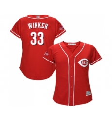 Women's Cincinnati Reds #33 Jesse Winker Replica Red Alternate Cool Base Baseball Jersey