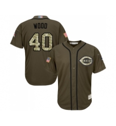 Men's Cincinnati Reds #40 Alex Wood Authentic Green Salute to Service Baseball Jersey