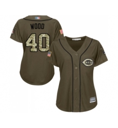 Women's Cincinnati Reds #40 Alex Wood Authentic Green Salute to Service Baseball Jersey