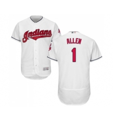 Men's Cleveland Indians #1 Greg Allen White Home Flex Base Authentic Collection Baseball Jersey