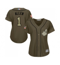 Women's Cleveland Indians #1 Greg Allen Authentic Green Salute to Service Baseball Jersey