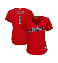 Women's Cleveland Indians #1 Greg Allen Replica Scarlet Alternate 2 Cool Base Baseball Jersey