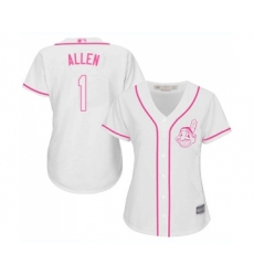 Women's Cleveland Indians #1 Greg Allen Replica White Fashion Cool Base Baseball Jersey