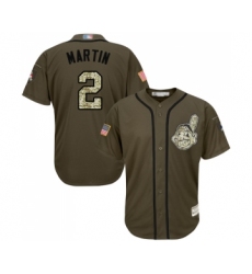 Men's Cleveland Indians #2 Leonys Martin Authentic Green Salute to Service Baseball Jersey