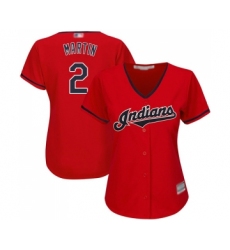 Women's Cleveland Indians #2 Leonys Martin Replica Scarlet Alternate 2 Cool Base Baseball Jersey