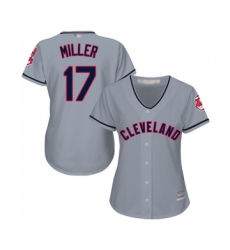Women's Cleveland Indians #17 Brad Miller Replica Grey Road Cool Base Baseball Jersey