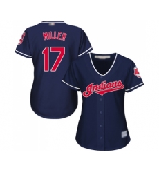 Women's Cleveland Indians #17 Brad Miller Replica Navy Blue Alternate 1 Cool Base Baseball Jersey