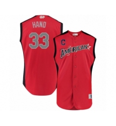 Youth Cleveland Indians #33 Brad Hand Authentic Red American League 2019 Baseball All-Star Jersey