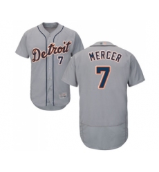 Men's Detroit Tigers #7 Jordy Mercer Grey Road Flex Base Authentic Collection Baseball Jersey