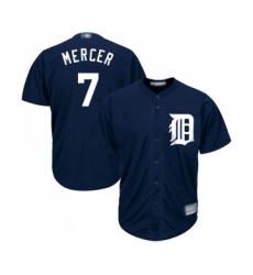 Men's Detroit Tigers #7 Jordy Mercer Replica Navy Blue Alternate Cool Base Baseball Jersey