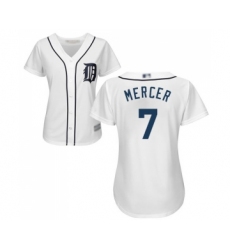 Women's Detroit Tigers #7 Jordy Mercer Replica White Home Cool Base Baseball Jersey