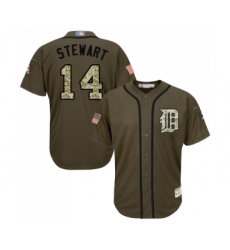 Men's Detroit Tigers #14 Christin Stewart Authentic Green Salute to Service Baseball Jersey