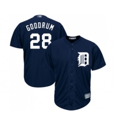 Youth Detroit Tigers #28 Niko Goodrum Replica Navy Blue Alternate Cool Base Baseball Jersey