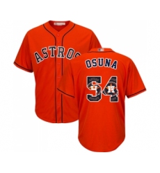 Men's Houston Astros #54 Roberto Osuna Authentic Orange Team Logo Fashion Cool Base Baseball Jersey
