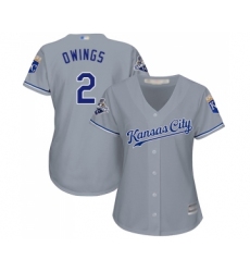 Women's Kansas City Royals #2 Chris Owings Replica Grey Road Cool Base Baseball Jersey