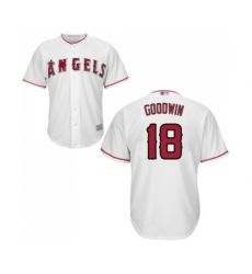 Men's Los Angeles Angels of Anaheim #18 Brian Goodwin Replica White Home Cool Base Baseball Jersey