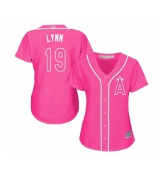 Women's Los Angeles Angels of Anaheim #19 Fred Lynn Replica Pink Fashion Baseball Jersey