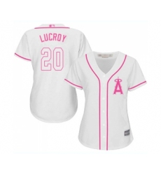 Women's Los Angeles Angels of Anaheim #20 Jonathan Lucroy Replica White Fashion Cool Base Baseball Jersey
