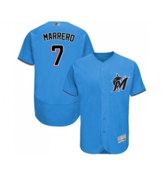 Men's Miami Marlins #7 Deven Marrero Blue Alternate Flex Base Authentic Collection Baseball Jersey