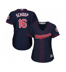 Women's Minnesota Twins #16 Jonathan Schoop Replica Navy Blue Alternate Road Cool Base Baseball Jersey