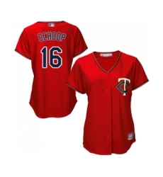 Women's Minnesota Twins #16 Jonathan Schoop Replica Scarlet Alternate Cool Base Baseball Jersey