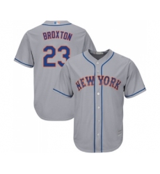 Youth New York Mets #23 Keon Broxton Authentic Grey Road Cool Base Baseball Jersey