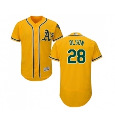 Men's Oakland Athletics #28 Matt Olson Gold Alternate Flex Base Authentic Collection Baseball Jersey