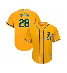 Men's Oakland Athletics #28 Matt Olson Replica Gold Alternate 2 Cool Base Baseball Jersey