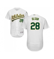 Men's Oakland Athletics #28 Matt Olson White Home Flex Base Authentic Collection Baseball Jersey