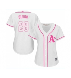 Women's Oakland Athletics #28 Matt Olson Replica White Fashion Cool Base Baseball Jersey