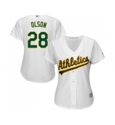 Women's Oakland Athletics #28 Matt Olson Replica White Home Cool Base Baseball Jersey