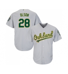 Youth Oakland Athletics #28 Matt Olson Replica Grey Road Cool Base Baseball Jersey