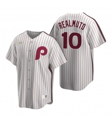 Men's Nike Philadelphia Phillies #10 J.T. Realmuto White Cooperstown Collection Home Stitched Baseball Jersey