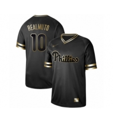 Men's Philadelphia Phillies #10 J. T. Realmuto Authentic Black Gold Fashion Baseball Jersey