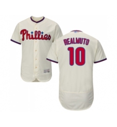 Men's Philadelphia Phillies #10 J. T. Realmuto Cream Alternate Flex Base Authentic Collection Baseball Jersey