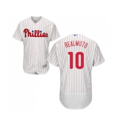 Men's Philadelphia Phillies #10 J. T. Realmuto White Home Flex Base Authentic Collection Baseball Jersey