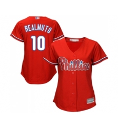 Women's Philadelphia Phillies #10 J. T. Realmuto Replica Red Alternate Cool Base Baseball Jersey