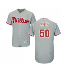 Men's Philadelphia Phillies #50 Hector Neris Grey Road Flex Base Authentic Collection Baseball Jersey