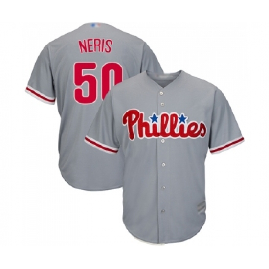 Men's Philadelphia Phillies #50 Hector Neris Replica Grey Road Cool Base Baseball Jersey