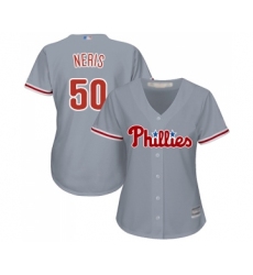 Women's Philadelphia Phillies #50 Hector Neris Replica Grey Road Cool Base Baseball Jersey